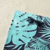 熱帯ヤシの葉アクアネービーブルーモノグラム島 ビーチタオル (インサイチュ)