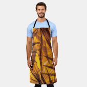 熱帯ヤシの葉イラストレーション型 エプロン (着用した状態)