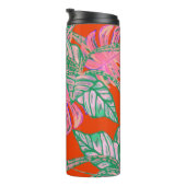 熱帯ヤシの葉モンステラの赤い緑のピンク タンブラー (回転右)