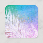 熱帯ヤシの葉自然アート紫と青のスクア スクエア名刺 (裏面)