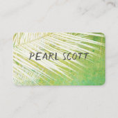 熱帯ヤシの葉自然アート緑と白 名刺 (正面)