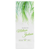 熱帯ヤシ結婚の感謝してい青緑と白 ワインギフトバッグ (裏面)