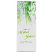 熱帯ヤシ結婚の感謝してい青緑と白 ワインギフトバッグ (正面)