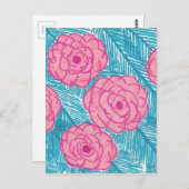 熱帯ヤシ葉のと花 ポストカード (正面/裏面)