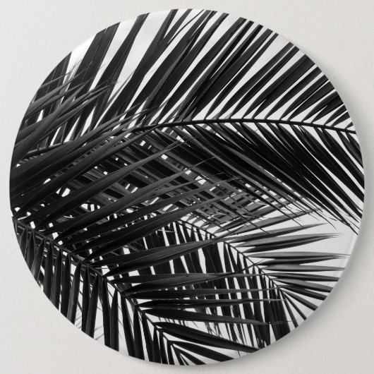 熱帯ヤシ葉の-白黒写真 缶バッジ (正面)