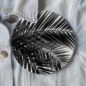 熱帯ヤシ葉の-白黒写真 缶バッジ (インサイチュ)