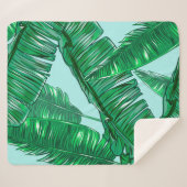 熱帯ヤシ葉ームレスヴィンテージフローラパッテ シェルパブランケット (正面(横))