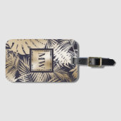 熱帯ヤシ葉金ゴールド海フェイク軍モノグラム島 ラゲッジタグ (正面横)