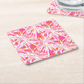 熱帯ヤシ葉 スクエアペーパーコースター (アングル)