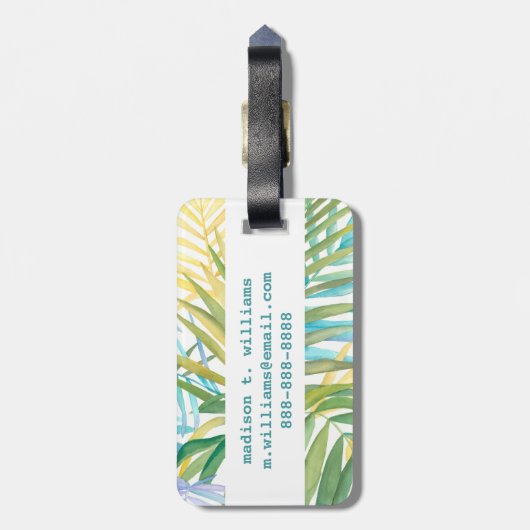 熱帯ヤシ葉 ラゲッジタグ (裏面縦)