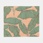 熱帯ヤシ：シームレスリーフの背景 フリースブランケット (正面(横))