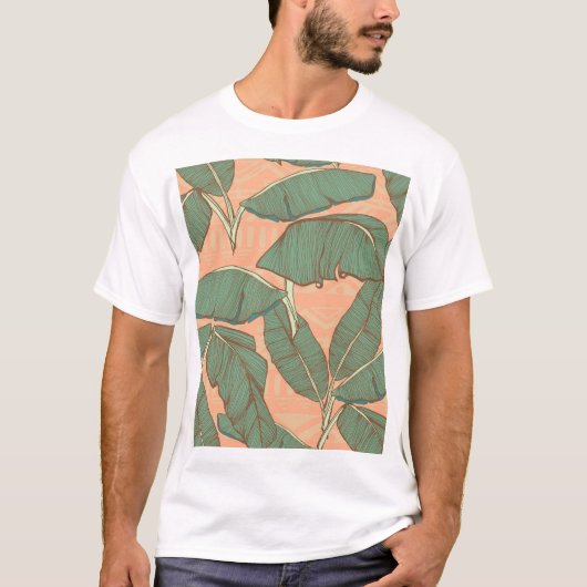 熱帯ヤシ:シームレスリーフの背景 Tシャツ (正面)