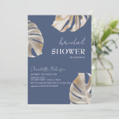 熱帯ユニーク金ゴールドモンステラブライダルシャワー 招待状 (スタンド正面)