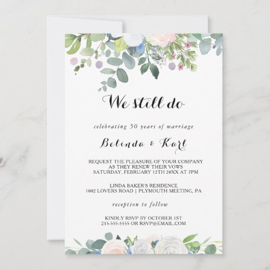 熱帯ユーカリ緑の誓いの更新 招待状 (正面)