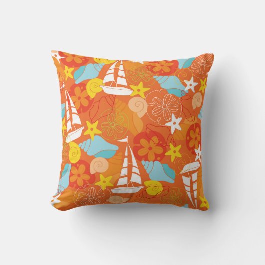 熱帯ヨットパターン クッション (正面)