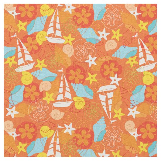 熱帯ヨットパターン ファブリック (クローズアップ)