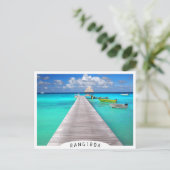 熱帯ラグーンにボートを持つジェットティ ポストカード (スタンド正面)