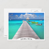熱帯ラグーンにボートを持つジェットティ ポストカード (正面/裏面)