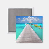 熱帯ラグーンにボートを持つジェットティ マグネット (正面/裏面)