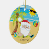 熱帯リラックスさせるなサンタのハワイアンのクリスマス セラミックオーナメント (右)