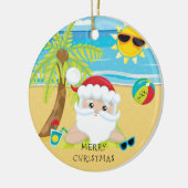 熱帯リラックスさせるなサンタのハワイアンのクリスマス セラミックオーナメント (左)