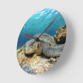 熱帯リラックス海の海亀の海中 ラウンド壁時計 (傾斜)