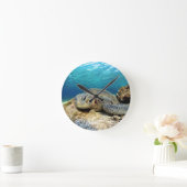 熱帯リラックス海の海亀の海中 ラウンド壁時計 (ホーム)