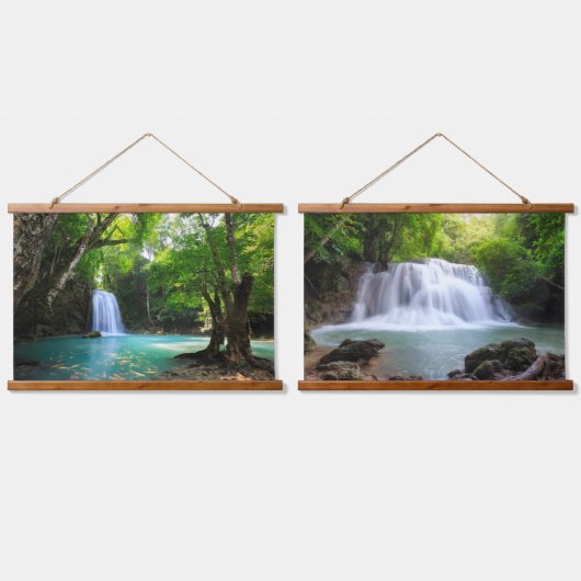 熱帯リラックス熱帯雨林の噴出する滝 吊り下げ型タペストリー (ダブル)
