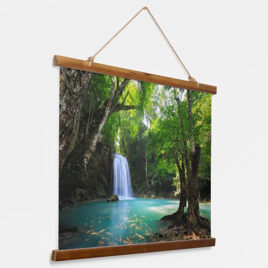 熱帯リラックス熱帯雨林の噴出する滝 吊り下げ型タペストリー (傾斜あり)