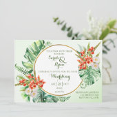 熱帯リングや輪結婚式招待状と詳細 招待状 (スタンド正面)