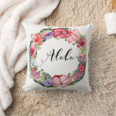 熱帯リースフローラレイハイビスカスサマーアロハ クッション (ブランケット)