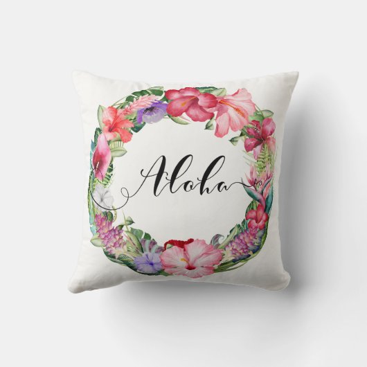 熱帯リースフローラレイハイビスカスサマーアロハ クッション (裏面)