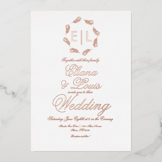 熱帯リース結婚のプレス箔招待状 箔招待状 (正面)