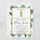 熱帯リーフパイナップル海軍と白ストライプ 招待状 (正面)
