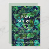 熱帯リーフパターン赤ちゃんシャワー 招待状 (正面/裏面)