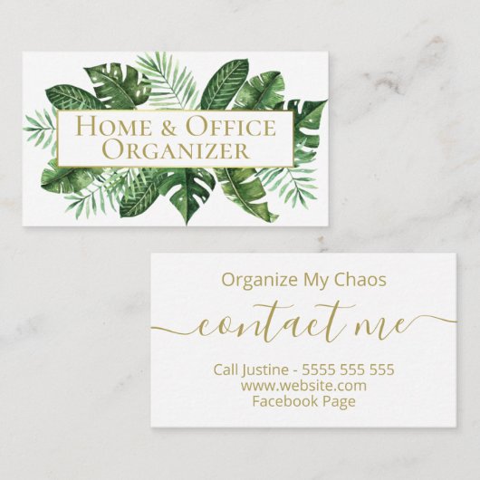 熱帯リーフプロフェッショナルオーガナイザとデクラッタ 名刺 (正面/裏面)