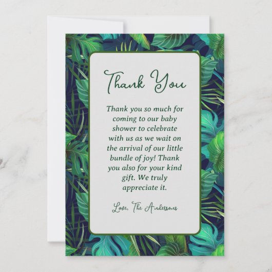 熱帯リーフベビーシャワーサンキューカード サンキューカード (正面)