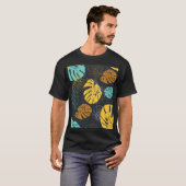 熱帯リーフヴィンテージ壁紙パターン Tシャツ (正面フル)