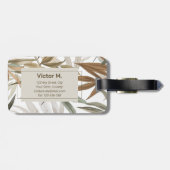 熱帯リーフ炭のパーソナライズエレガント金ゴールド ラゲッジタグ (裏面横)