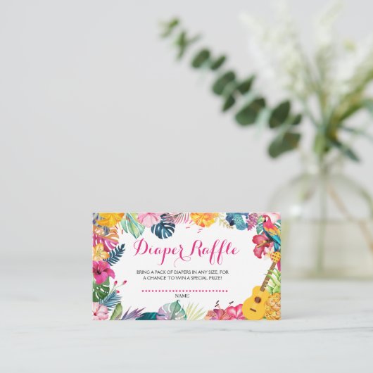 熱帯ルアウ(ハワイ式宴会)おむつラッフルエンクロージャカード エンクロージャーカード (スタンド正面)