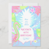 熱帯ルアウ(ハワイ式宴会)おもしろいカラーパイナップルパーティの招待状 招待状 (正面)