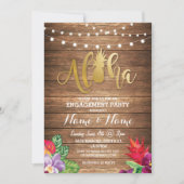 熱帯ルアウ(ハワイ式宴会)のアロハ花の婚約パーティの招待 招待状 (正面)