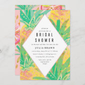 熱帯ルアウ(ハワイ式宴会)のブライダルシャワーの招待 招待状 (正面/裏面)