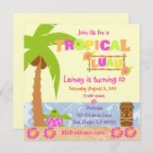熱帯ルアウ（ハワイ式宴会）の招待状 招待状 (正面/裏面)