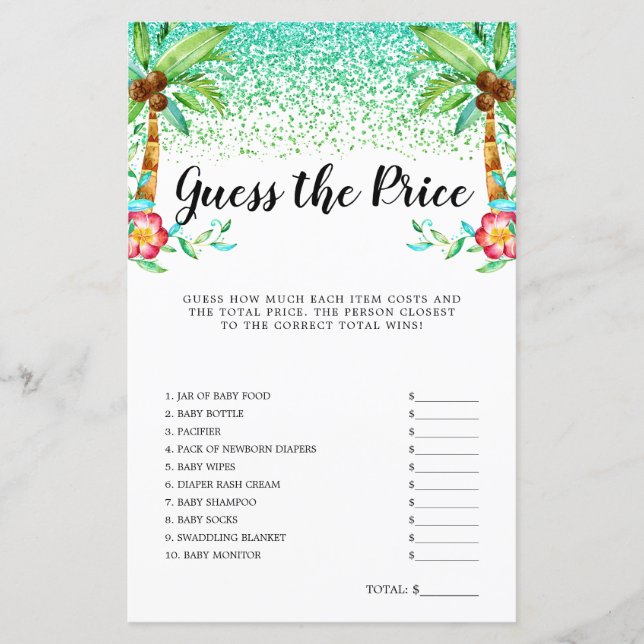 熱帯ルアウ（ハワイ式宴会）の水の色を推測プライスゲーム (正面)