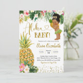 熱帯ルアウ(ハワイ式宴会)アフリカアフロガールベビーシャワー 招待状 (スタンド正面)