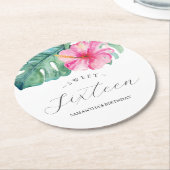 熱帯ルアウ（ハワイ式宴会）カスタムコースター ラウンドペーパーコースター (アングル)