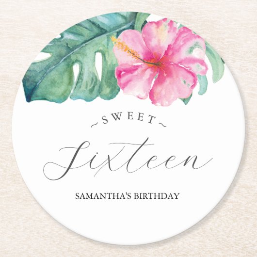 熱帯ルアウ（ハワイ式宴会）カスタムコースター ラウンドペーパーコースター (正面)