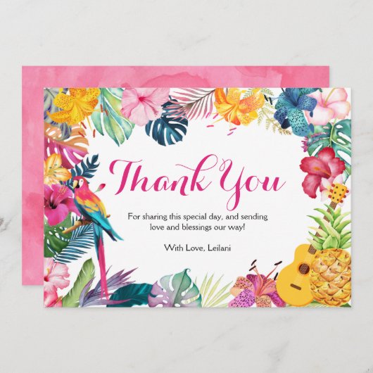 熱帯ルアウ(ハワイ式宴会)サンキューカード サンキューカード (正面/裏面)