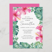 熱帯ルアウ（ハワイ式宴会）テーマベビーシャワー 招待状 (正面/裏面)